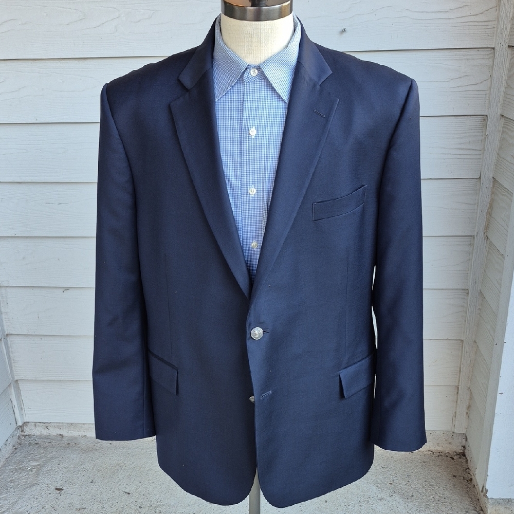 BROOKS BROTHERS Regent Fit Dark Navy Silver Logo Buttons Wool Sz 50 R Sport Coat - Picture 1 of 10